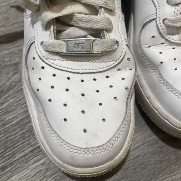 NIKE AIR FORCE 1 RETRO HIGH TOPS BOYS YOUTH WHITE LEATHER 314195-113  SIZE 6.5 - Picture 5 of 8